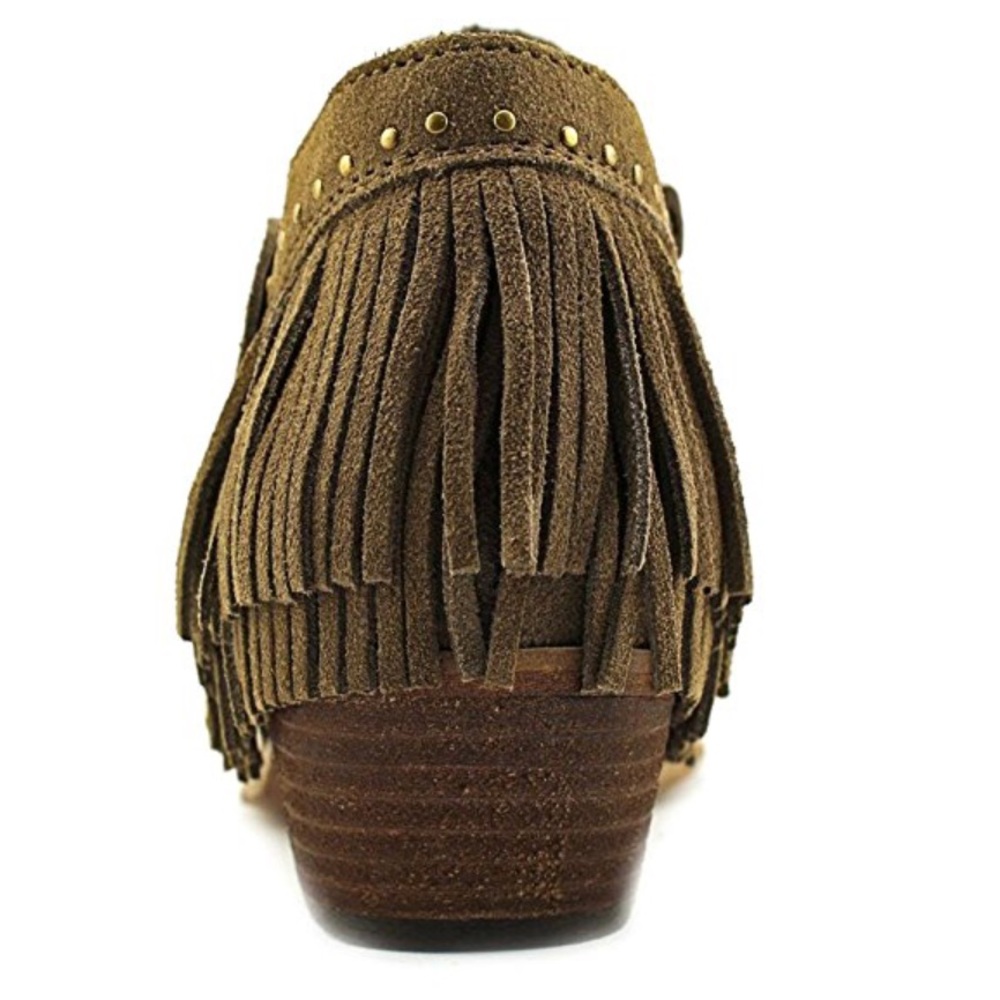 Distressed Fringe Western Harness Suede Ankle Boot - Picture 7 of 7